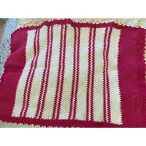 Handmade 100% Acrylic Crocheted Purple and White Afghan Throw Blanket